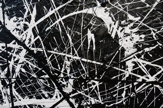 Overload 240cm x 120cm Black White Textured Abstract Art