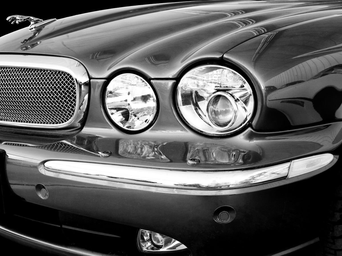 Photorealistic Photograph , Sleek Jaguar Noir Palm Springs Ca By William Dey, 22 X 18, Artwork For Sale On Artfinder