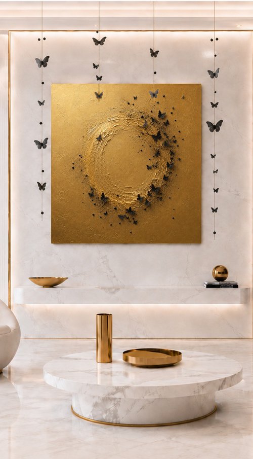 Black Butterflies in Gold Sunlight by Indie Ru