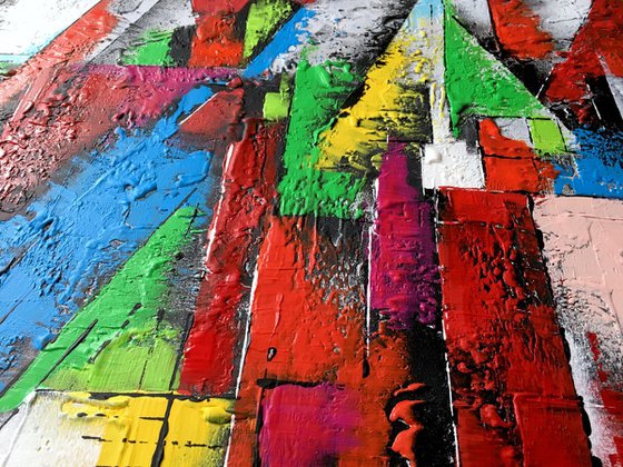 Forever Young -  XL LARGE,  Modern, Powerful, Heavy Textured, Joyful,  Energetic,  Bold,  Colorful Painting - READY TO HANG!
