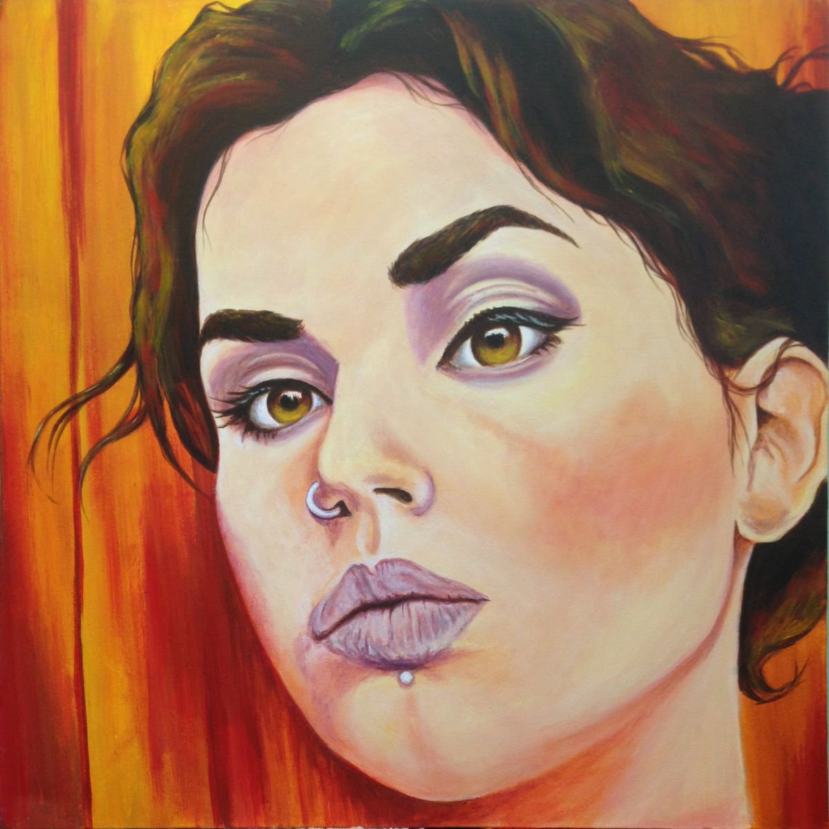 Photorealistic Portrait Acrylic Painting By Mullo Art, 24 X 24", Ariane D. V: Esoteric, Original Artwork