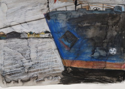 Ship in the Harbour, pencils by Irina Seller