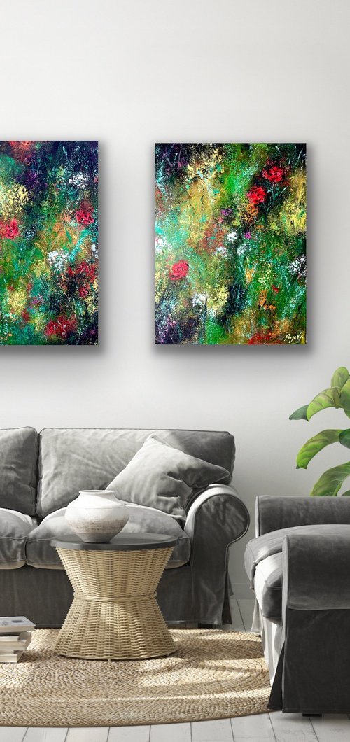 Greens Are So True - Diptych by Pooja Verma