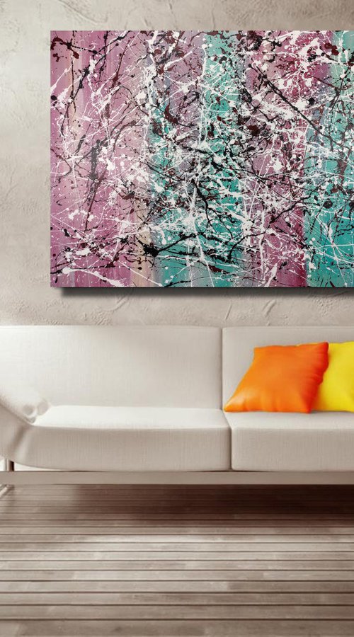 pollock abstract paintings for living room/extra large painting/abstract Wall Art/original painting/painting on canvas 120x80-title-c674 by Sauro Bos