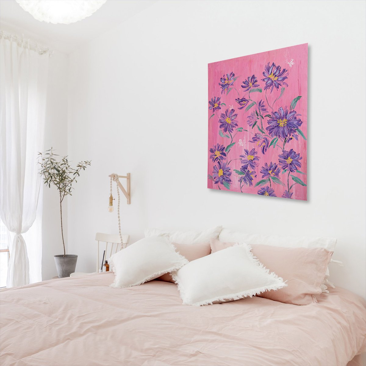 Impressionistic Botanical Oil Painting By Zhao Hui Yang, 31 X 39", Flower In Dream ( Original ), Original Artwork