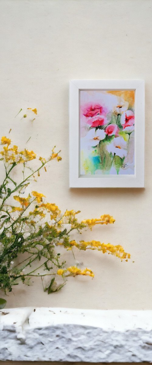 Garden flowers in watercolour by Susana Zarate Harris