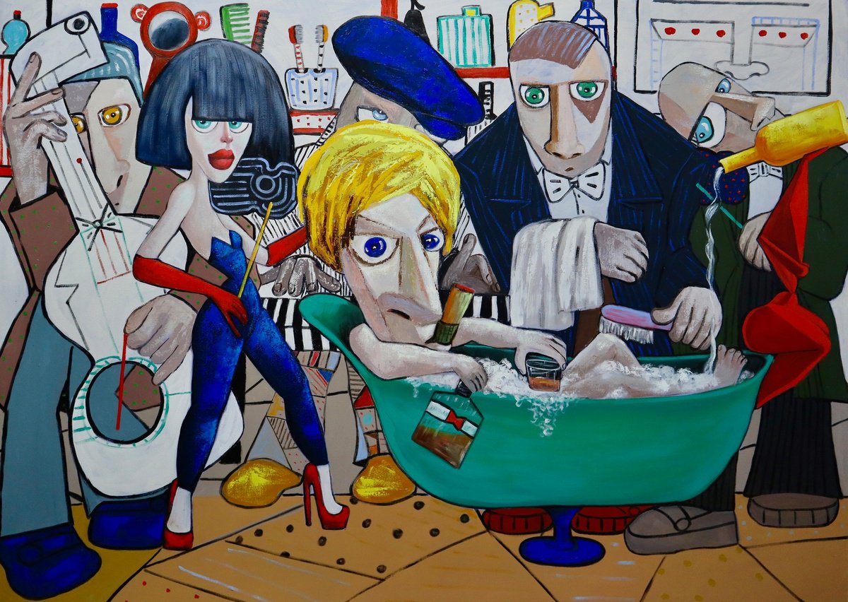 Surrealistic Oil Painting , Bubbles And Jazz By Ta Byrne, 71 X 51, Artwork For Sale On Artfinder