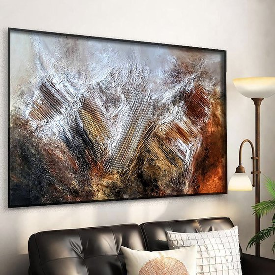 Burning Rocks 100x150cm Abstract Textured Painting