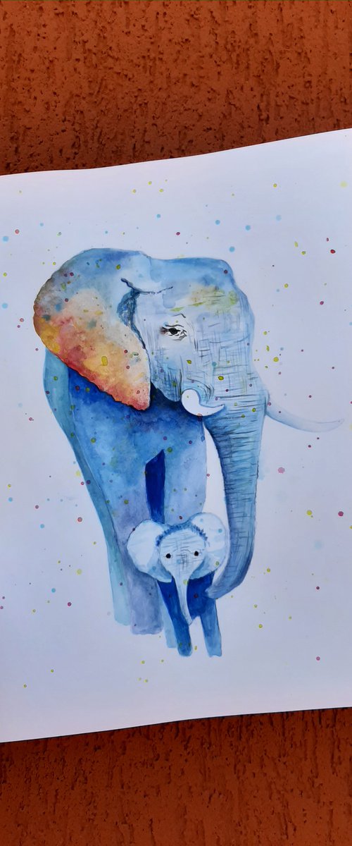 Family of elephants. by Luba Ostroushko