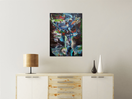 Beautiful abstract large painting pot with flowers unique style by O KLOSKA