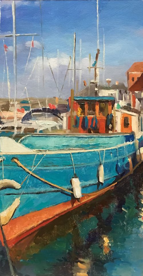 Denkmark Harbour- Middlefart (framed) by Ling Strube