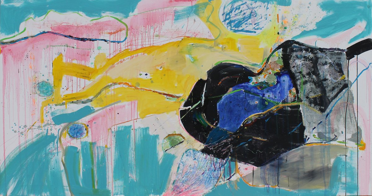 Organic Abstract Painting By Sergiy Dekalyuk, 75 X 39", Warm Snow (Series "Mountain Diary"), Original Artwork