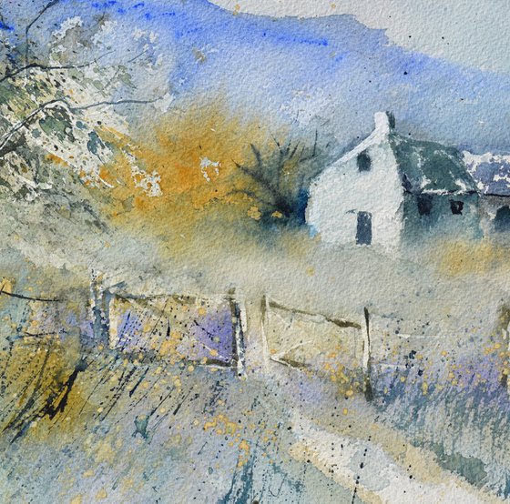 Misty landscape - watercolor