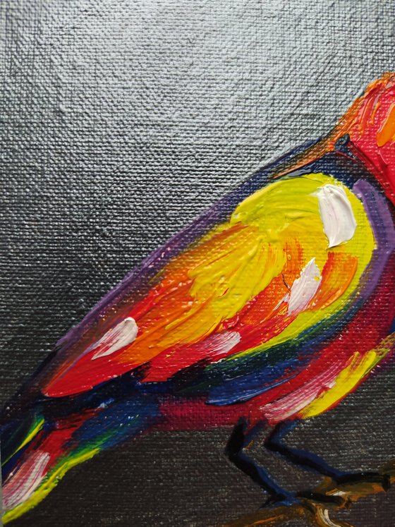 Bird - oil painting, bird, birds oil painting, painting on canvas, gift, parrots, bird art, art bird, animals oil painting