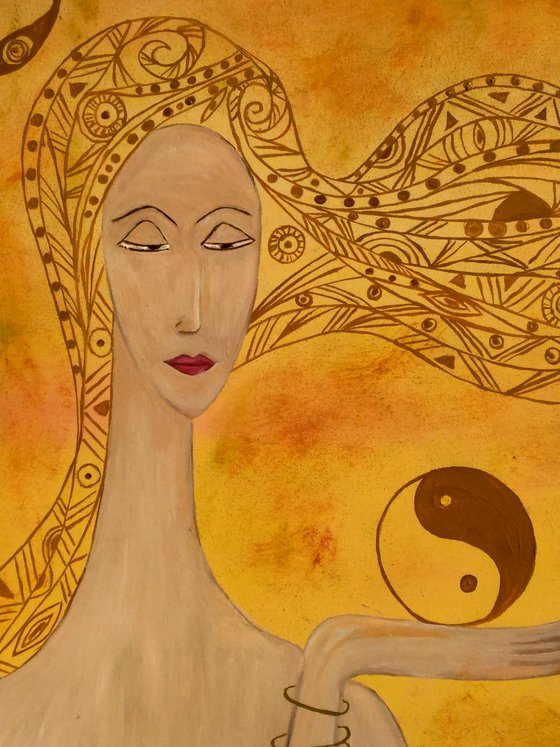 abstract female portrait with ornament woman graphic portrait "Endless times"