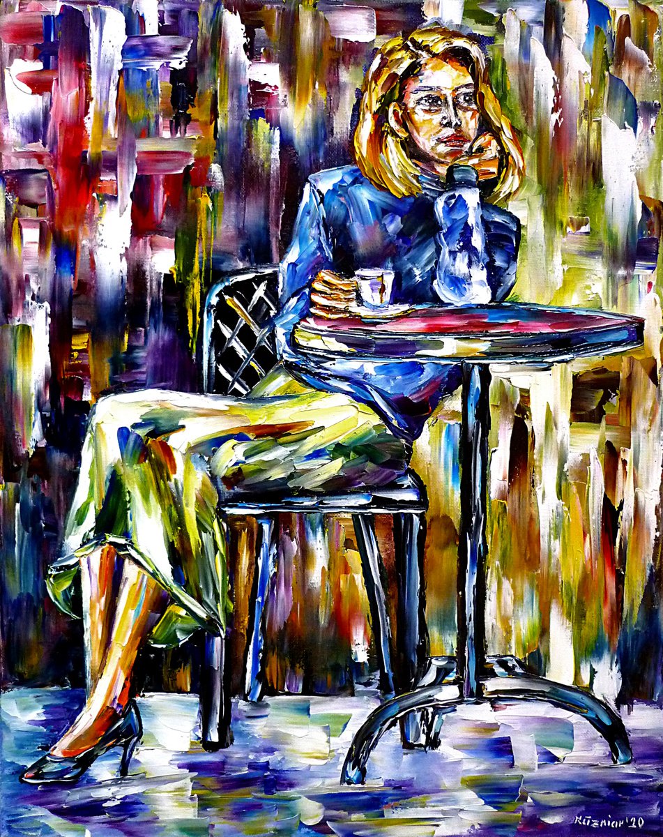 Expressive Oil Painting , The Espresso Drinker By Mirek Kuzniar, 16 X 20, Artwork For Sale On Artfinder