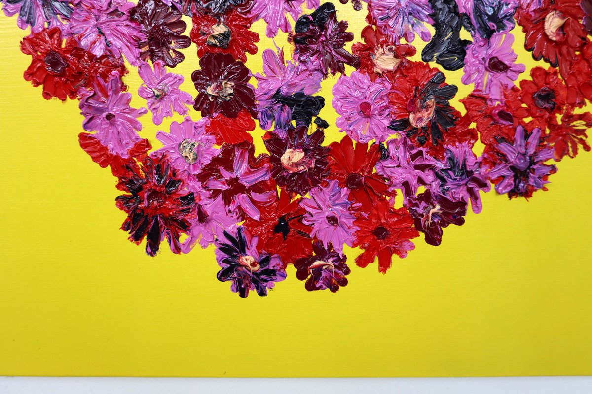 Expressive Botanical Oil Painting By Dominic Virtosu, 39 X 39, Autumn Flowers, Original Artwork