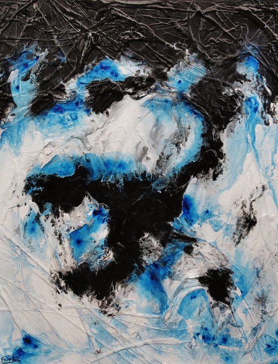 Stormy Reach 140cm x 180cm Blue Black Abstract Art