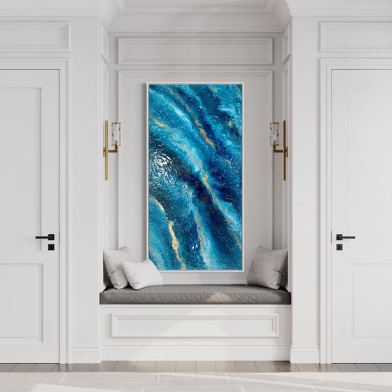 The Deep 50 x 100cm textured abstract