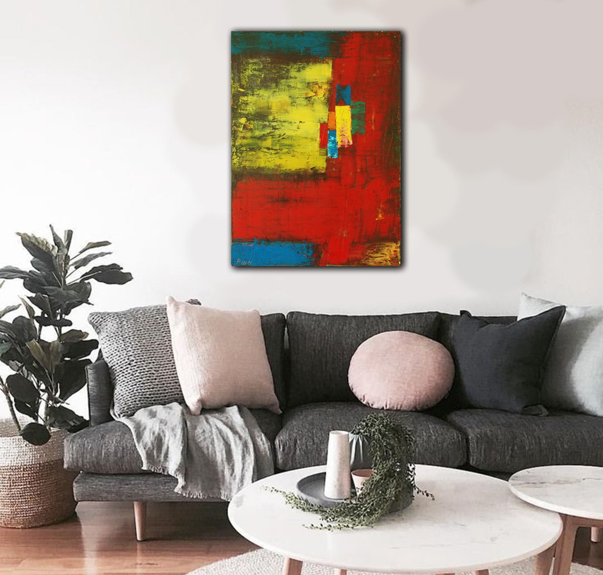 Abstract Oil Painting By Rumen Spasov, 20 X 28", Unknown Space, Original Artwork