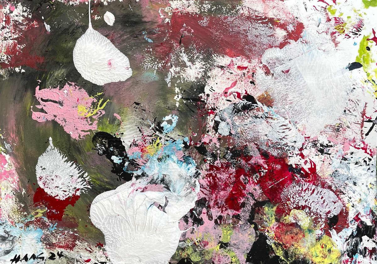 Organic Abstract Acrylic Painting By Christel Haag, 12 X 8, Traumerei, Original Artwork