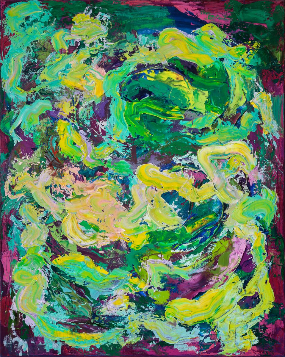 Organic Abstract Oil Painting By Simon Findlay, 31 X 39", In The Morning / Oil 18, Original Artwork