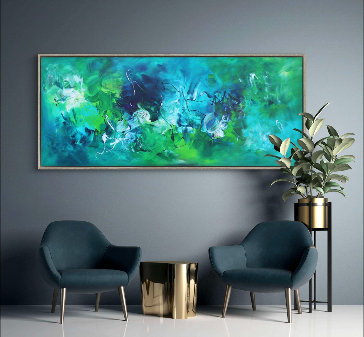 Expressive Abstract Acrylic Painting By Paresh Nrshinga Frsa, 72 X 30", My Fantasy, Original Artwork