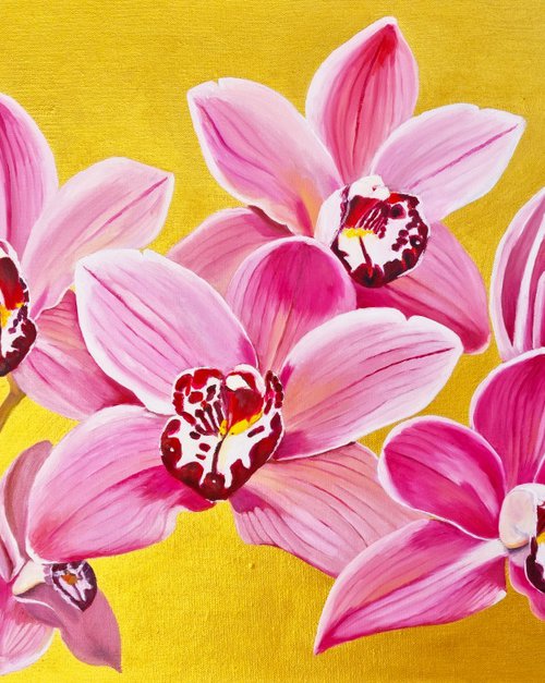 Burgundy Cymbidium Orchid by Zulfiya Mukhamadeyeva