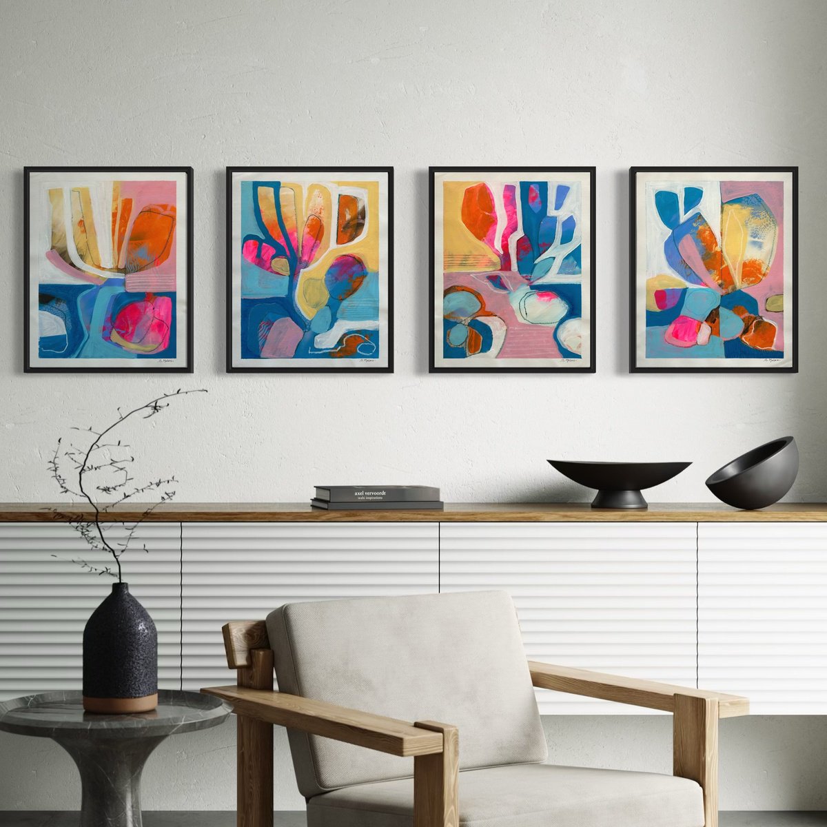 Abstract Painting By Samantha Malone, 64 X 20", When The Light Changes (Set), Original Artwork