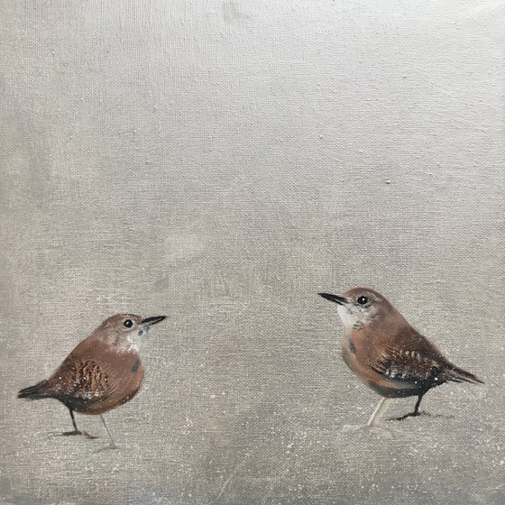 Two Little Wrens ~ on Silver II