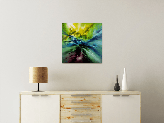 Deepest forest, 60x60 cm, Deep edge, Original abstract painting, oil on canvas