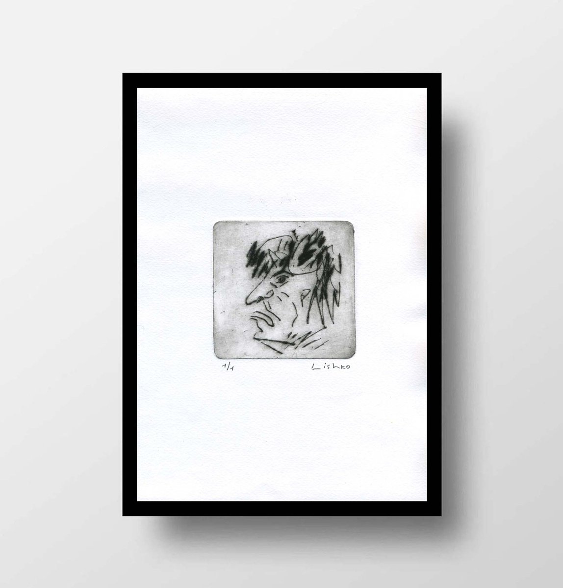 Expressive Portrait Etchings & Engravings By V. Lishko, 8 X 12", Portrait, Original Artwork