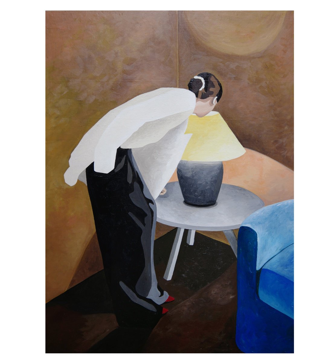 Expressive Portrait Acrylic Painting By Young Park, 21 X 29", Awakening The Unseen, Original Artwork