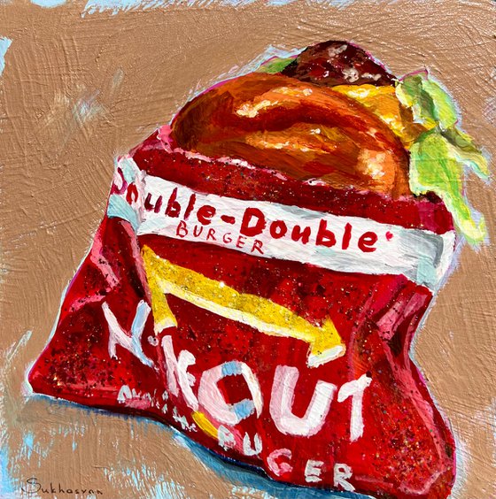 Las Vegas Cityscape at Night. In-N-Out Burger Acrylic painting by Victoria  Sukhasyan