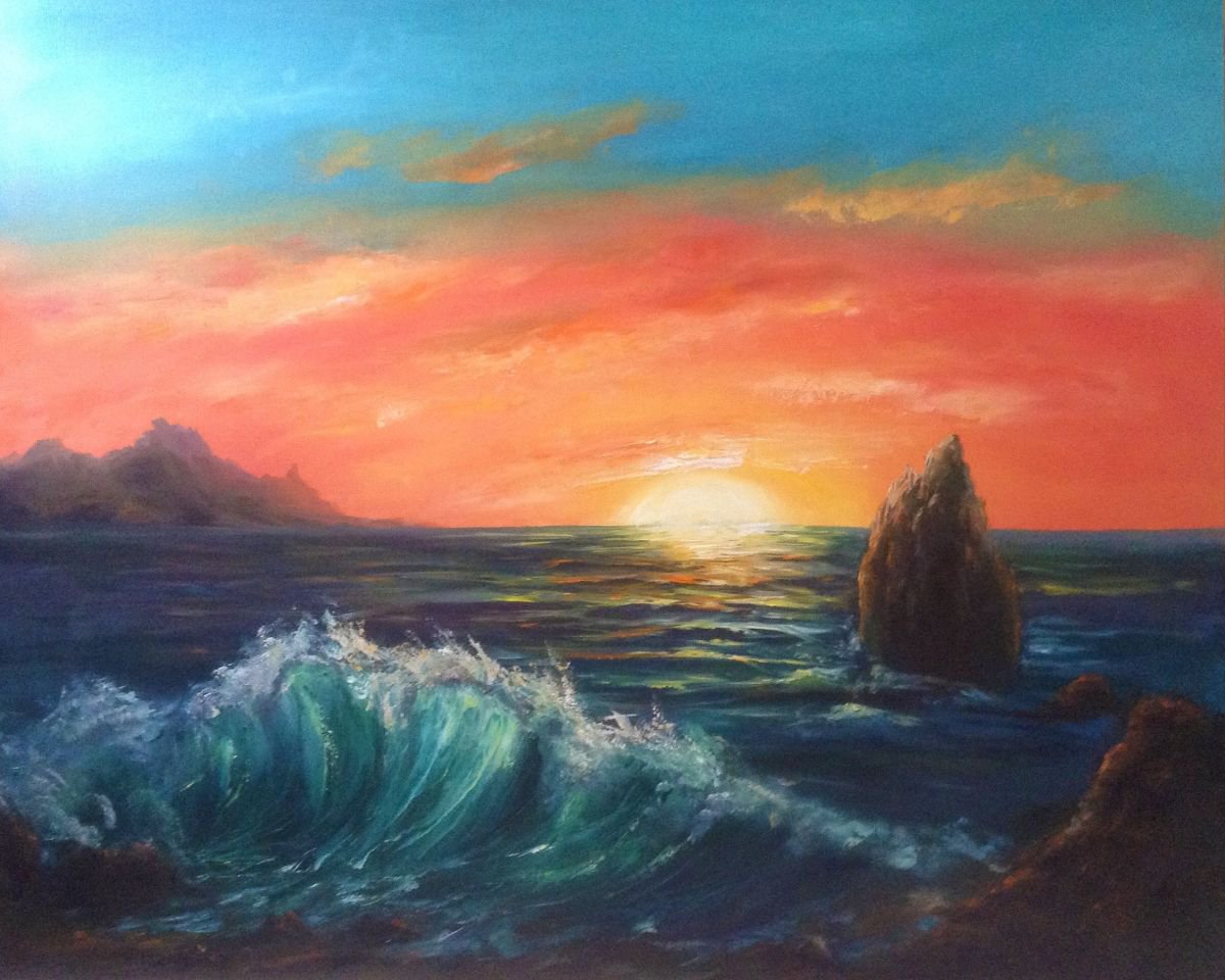 Sea sunset 2 (large size 100*80 cm) by Nata New