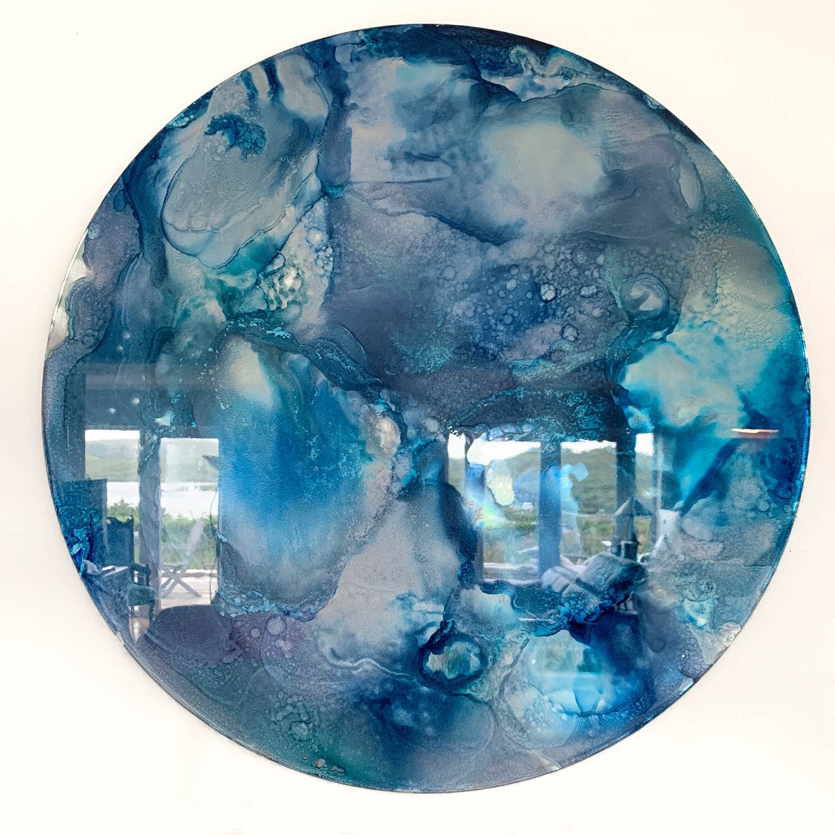 Abstract Painting By Lynne Douglas, 24 X 24", Blue Moon, Original Artwork