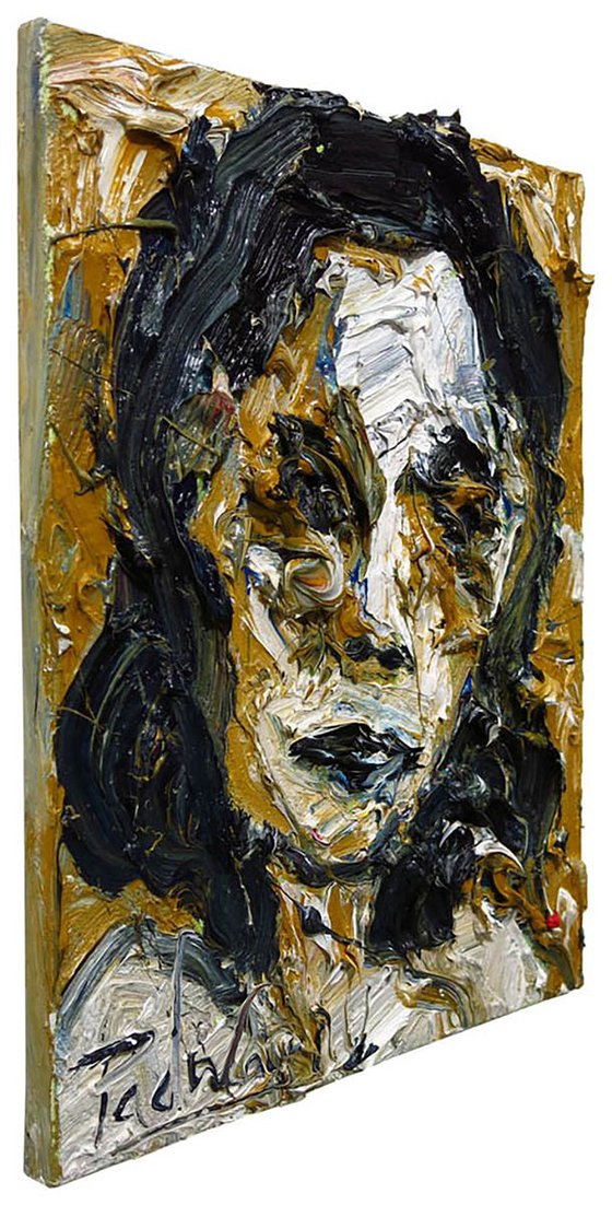 Original Oil Painting Portrait Expressionism Abstract Outsider Signed