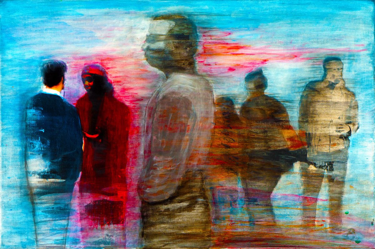 Urban And Pop Portrait Giclee Print By Peter Stahr, 24 X 16", Rush Hour Iii, Original Artwork