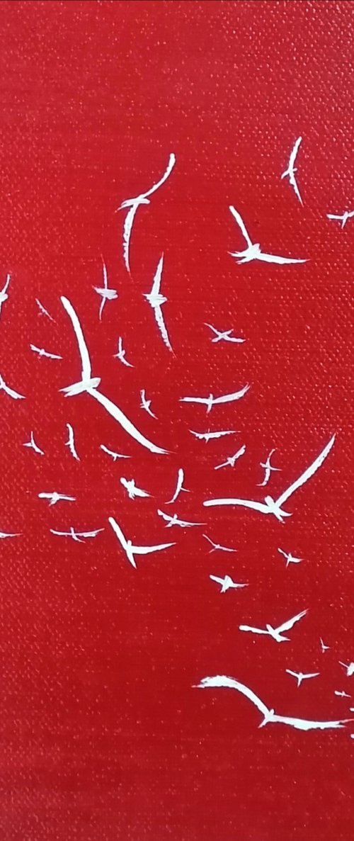 Soul Birds on Poppy Red - small, gorgeous by Mel Graham