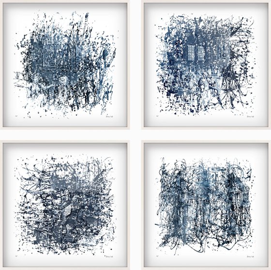 'Splash History' new series of 4 artworks in white box frames