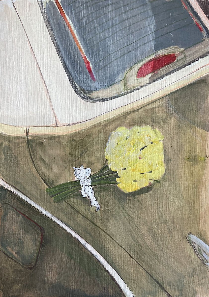 Impressionistic Transport Painting By Anastasia Mazur-Skrobova, 12 X 17, Yellow Bouquet, Original Artwork