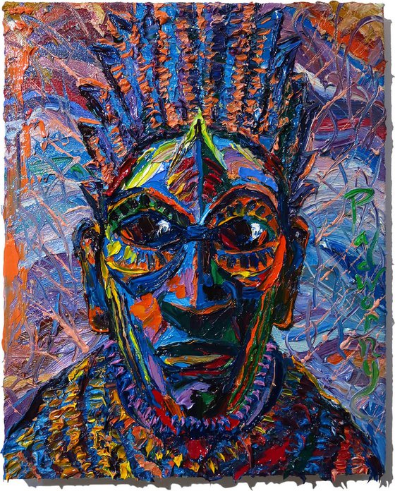 Original Oil Painting African Mask