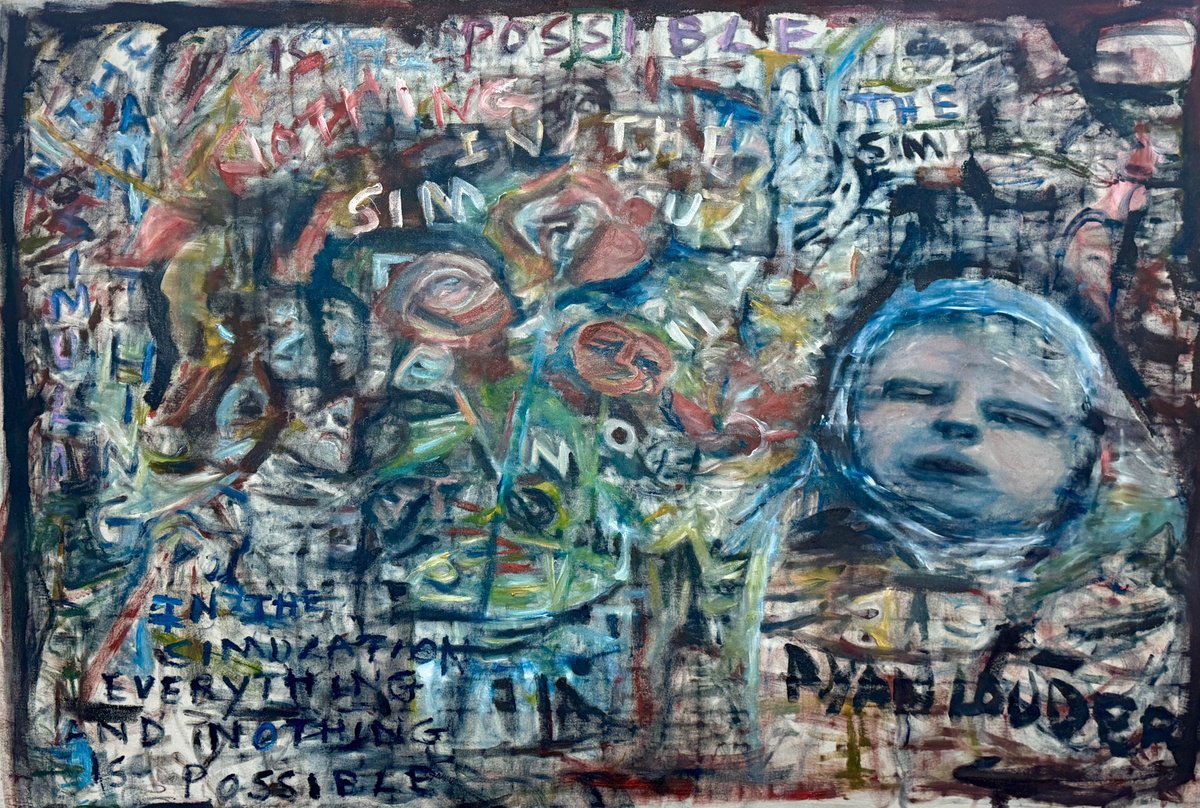 Expressive Abstract Oil Painting By Ryan Louder, 60 X 43", In The Simulation, Original Artwork