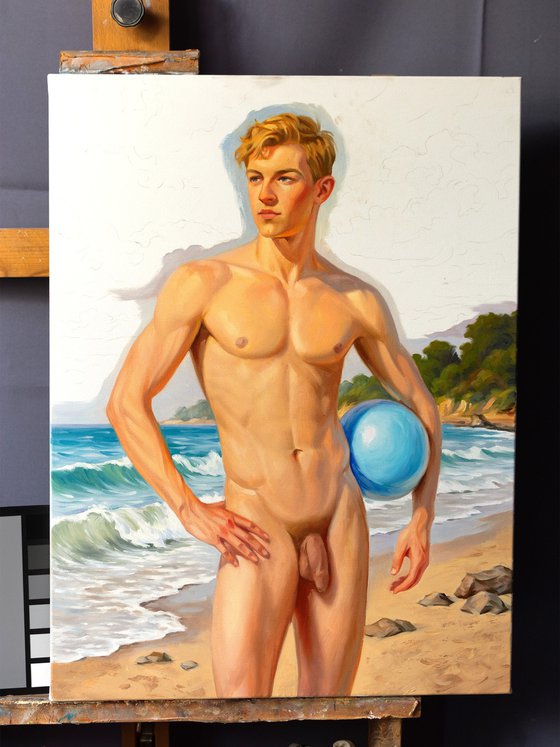 SUMMER REVERIE (NUDE MAN ON THE BEACH)