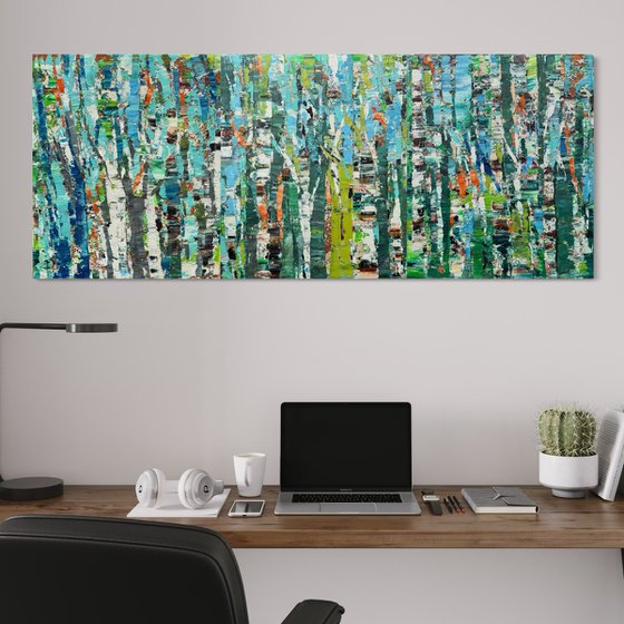 Whisper of the birch grove. Triptych