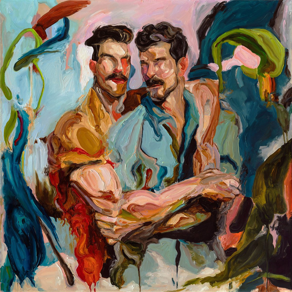 Urban And Pop Portrait Oil Painting By Oleksandr Balbyshev, 39 X 39", In Each Other