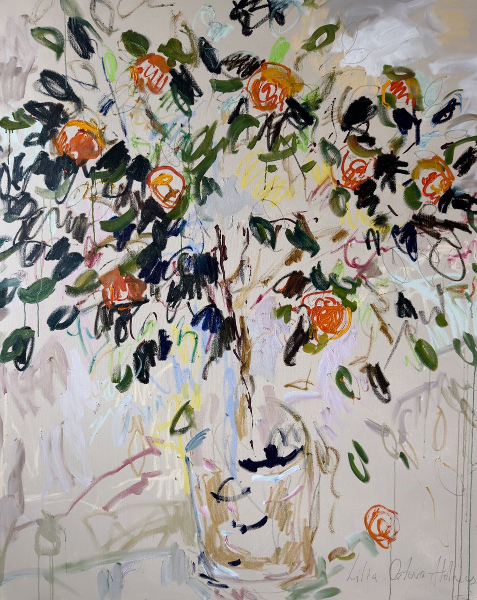 Expressive Oil Painting , Happiness Is An Orange Tree. By Lilia Orlova-Holmes, 47 X 59, Artwork For Sale On Artfinder