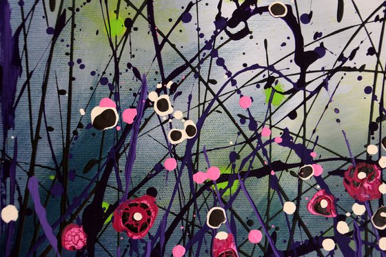 "Charm Of The Dusk" #2 -  Original abstract floral landscape