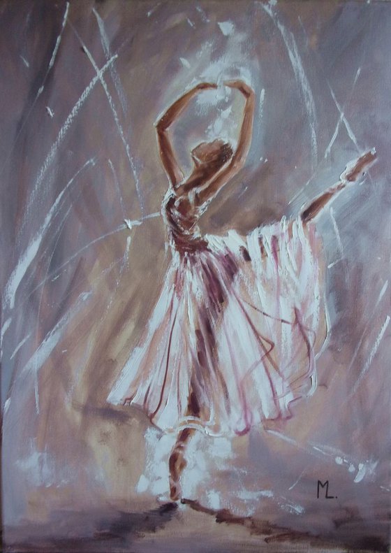 SALE !!! " THE LIGHT... "- ballerina liGHt  ORIGINAL OIL PAINTING, GIFT, PALETTE KNIFE