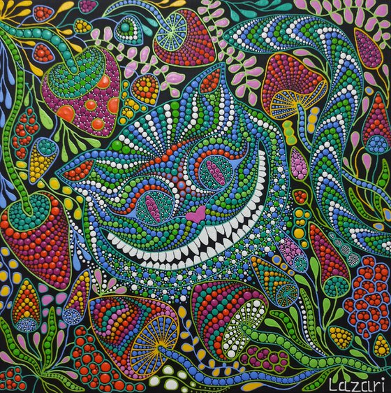 Cheshire cat with mushrooms